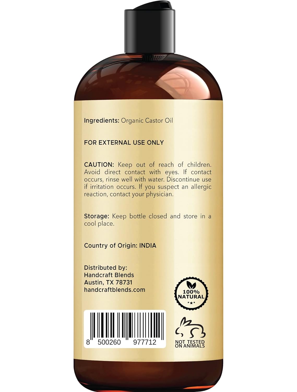 Handcraft Blends Castor Oil with Rosemary Oil for Hair Growth, Eyelashes, Eyebrows - 100% Pure and Natural Carrier Oil Hair, Body Oil - Moisturizing Massage Oil for Aromatherapy - 8 fl. Oz - EVERRD USA