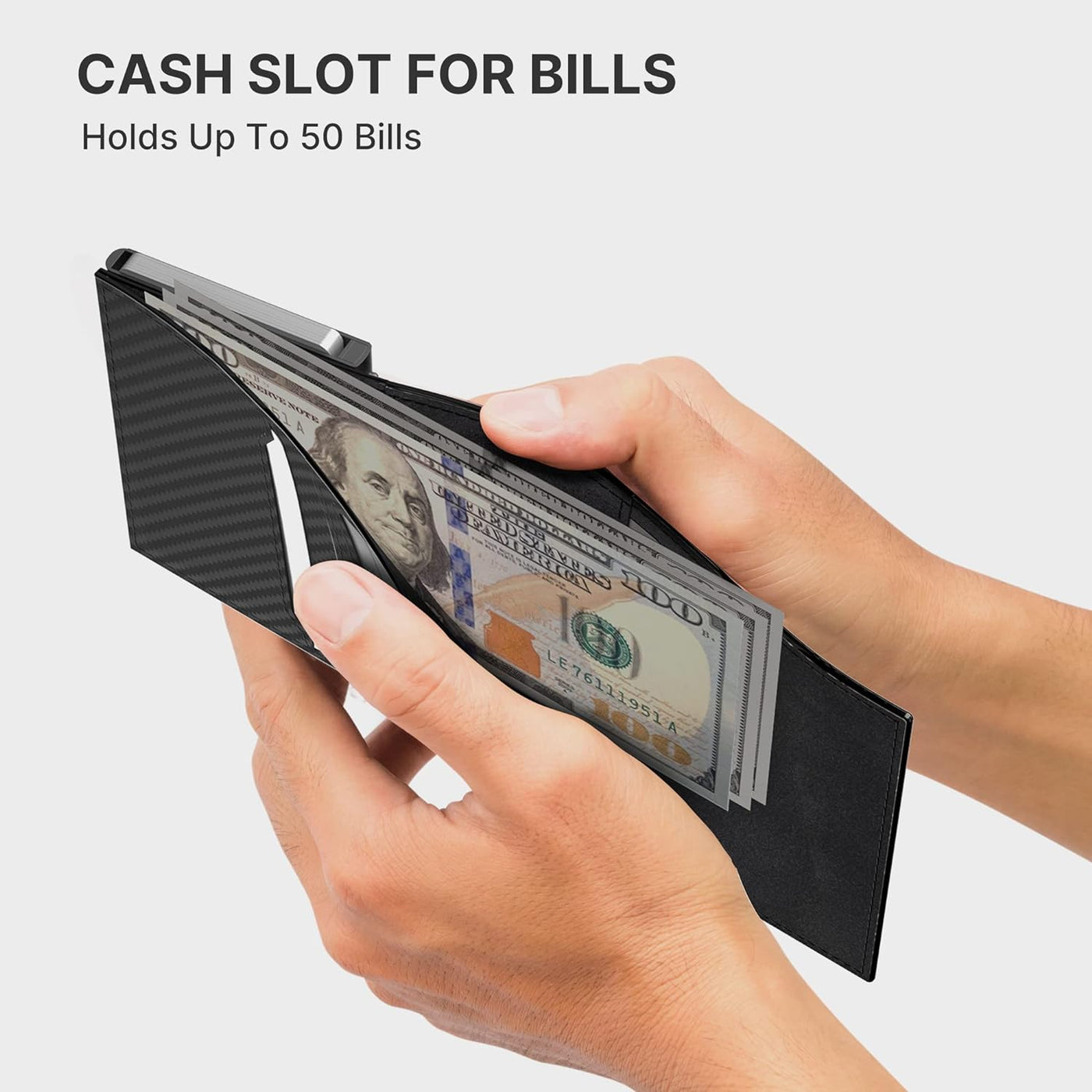 Leather AirTag Wallet for Men - RFID Blocking, Slim, Carbon Fiber, 9-14 Card Capacity, ID Window, Cash Slot - EVERRD USA