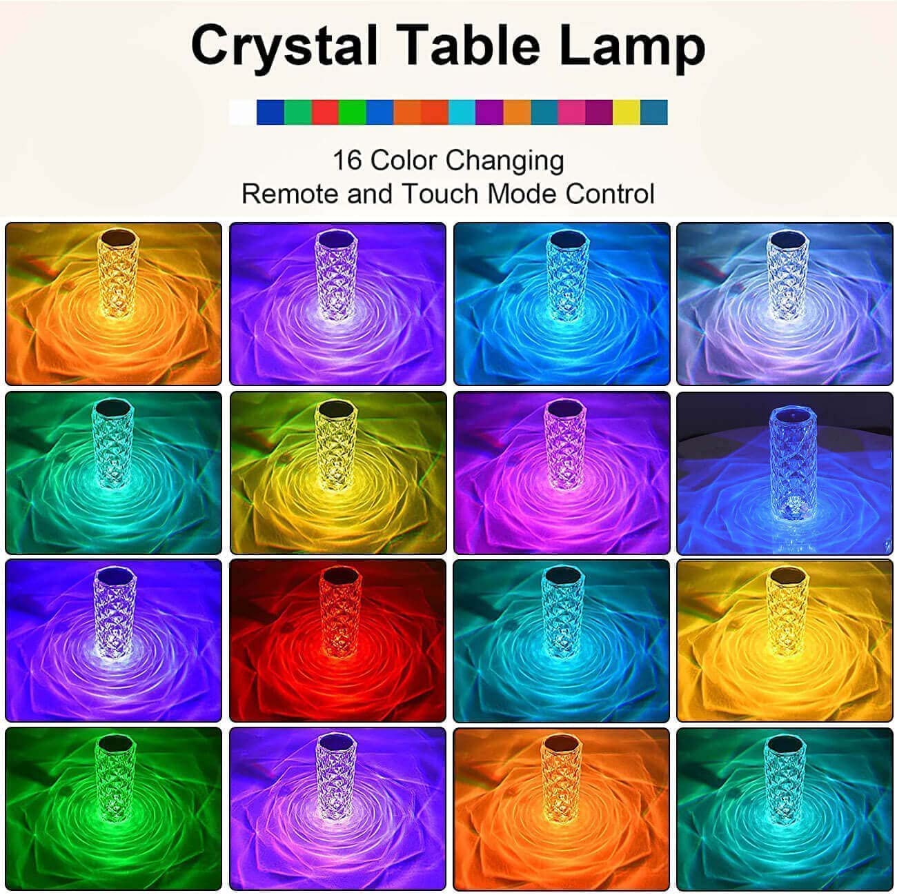 16 Colors Rose Rays Crystal Diamond Table Lamp 🔥HOT SALE🔥 everrd